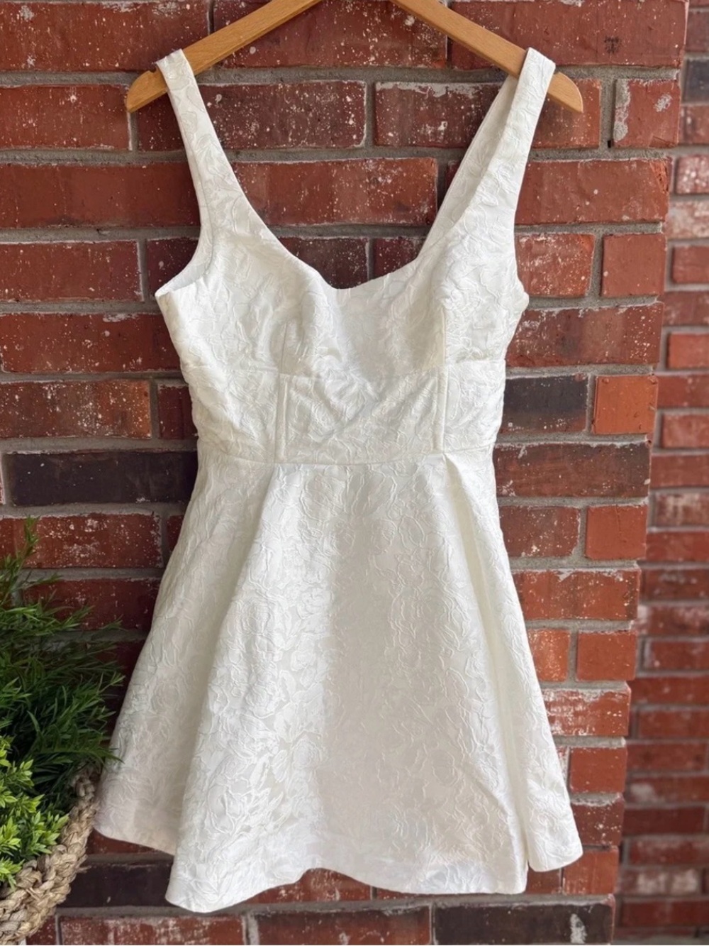 Showpo. Cream Jacquard Mini dress